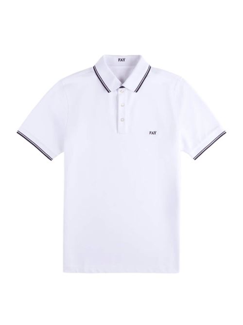 polo uomo cotone piquet stretch bianco FAY | NPMB250144STDWB001